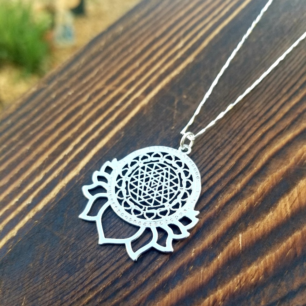 Sterling Silver Meditation Lotus Necklace